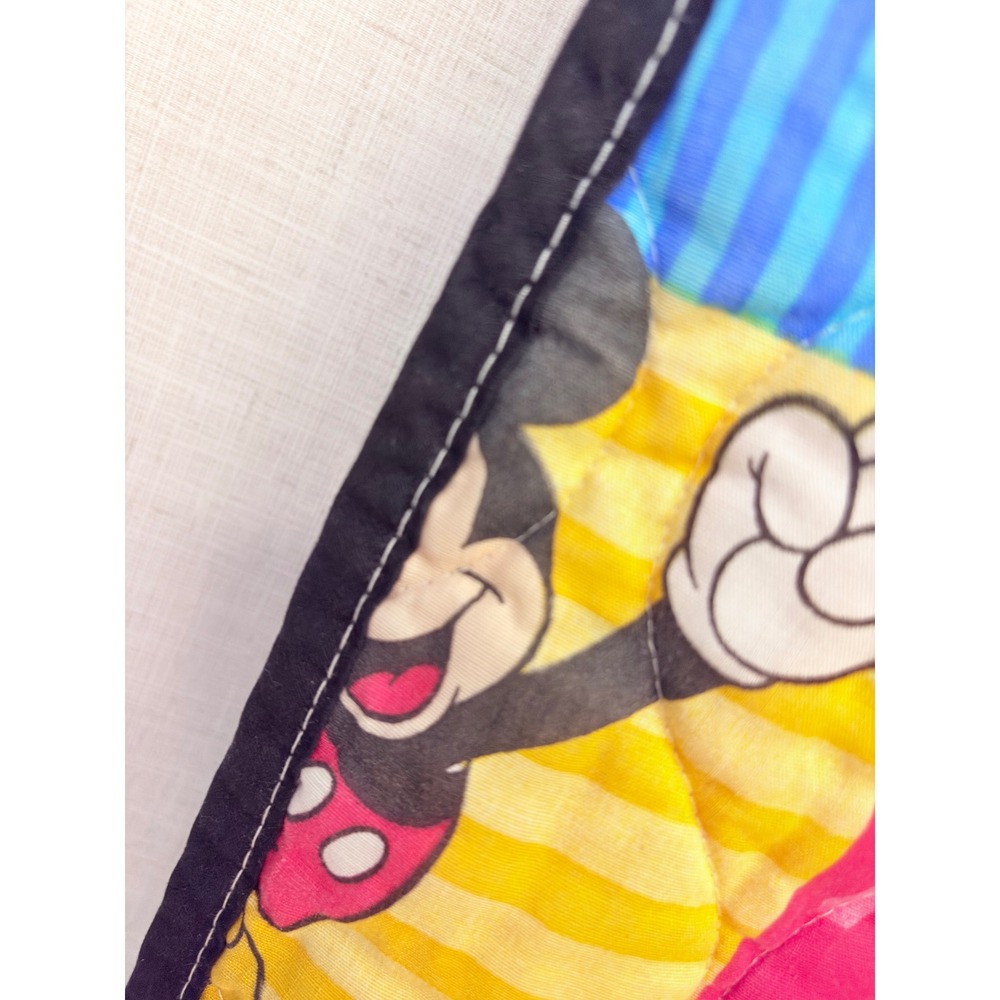 Vintage Disney Mickey Mouse Pluto Quilt Baby Blanket Multi Color Patchwork - Picture 5 of 8